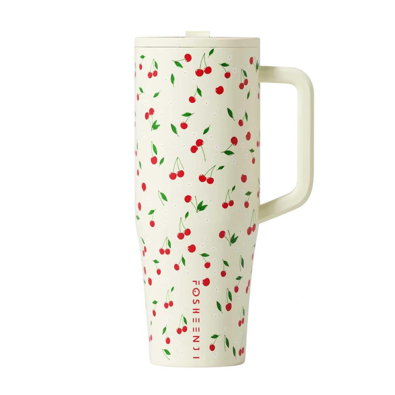 Cherry pattern cream tumbler